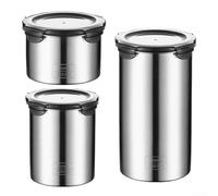 Vacuum Sealed Stainless Steel Food Canister with Airtight Silicone Gasket and Locking Clamps for Keeping Coffee, Sugar, Flour, Tea, and Spices Fresh (500ml)