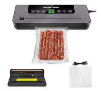 Vacuum Sealer Machine Strong Suction 6 Modes for Dry & Moist Foods Built-in Cutter, Vacuum Food Sealer for Keep Meat Vegetables Snacks Fruits Grains Fresh, Includes 10 Vacuum Bags, Black
