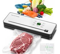 Vacuum Sealer Machine,Temp Control, Built-in Cutter, LED Display, Home Use | Food vacuum sealer 8-in-1 (Dry/Wet/Vac/Seal/Temp+/Temp-/Rice/Stop) for Dry and Moist Food Fresh Preservation with 10Pcs Bags