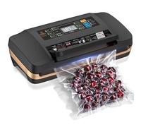 Vacuum Sealer Machine, Updated Powerful 95KPa Commercial Food Saver with Double Seal for 2X Strength, Built-in Cutter, Bags Storage & Easy-Lock Handle, Includes Free Bags (1 Roll + 10 Pre-cut) Black