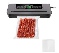Vacuum Sealer Machine, Vacuum Sealer for Dry and Moist Food Preservation with 10 Vacuum Sealer Bags and Built-in Cutter, 6-in-1 Food Sealers Vacuum Packing Machine, Black