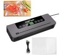 Vacuum Sealer Machine with 10Pcs Seal Bags, 6-in-1 Compact Vacuum Food Sealer, 60Kpa Suction, Built-in Cutter, Dry & Moist Modes for Keep Meat Vegetables Snacks Fruits Grains Fresh, Easy to Operate