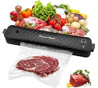 Vacuum Sealer Machines, Automatic Food Sealer Machine, One-Touch Vacuum/Sealing for Dry Food and liquid substance with 10Pcs free seal bags (Black)