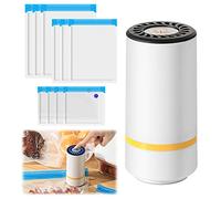 Vacuum Sealer,Rechargeable Handheld Food Vacuum Sealer Machine Set,Portable Bag Sealer with 10 Reusable Sous Vide Bags for Food Storage Sous Vide Cooking for Preserving Meat/Fish/Fruits/Vegetables
