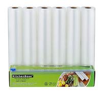 Vacuum Sealer Rolls - Vacuum Sealer Bags - 6 Rolls 28 x 500cm | with Cutter-Box | BPA-Free | Heavy Duty Embossed | for Vacuum-Sealer Food Storage and Sous Vide Cooking by KitchenBoss