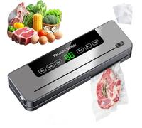 Vacuum sealing machine, 5-in-1 fast compact food sealing machine, with intelligent display, 30 vacuum bags and built-in cutter (black) Vakuumierer für trockene/nasse Lebensmittel, inkl.