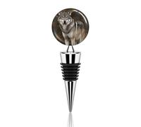 Vacuum Silicone Wine Bottle Stopper Gray Wolf Wine Stopper & Preserver Reusable Beverage Bottle Sealer Keeps Fresh, Cute Wine Accessories, For Beer Oil Vinegar Bottles