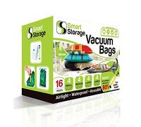 Vacuum Storage Bags 16 Pack Space Saver Bags for Clothes Duvets and Bedding with Hand Pump, Airtight Compression Bags Reusable Waterproof Travel Storage Bags for Wardrobe Organisation by Smart Storage