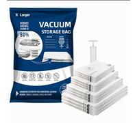 Vacuum Storage Bags, 6 Pack Clear Plastic Space Saver Bags with Hand Pump, Reusable Rectangular Bags for Clothes Storage, Sizes XL