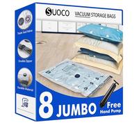 Vacuum Storage Bags 8 Jumbo, Space Saver Bags with Travel Hand Pump, Compression Seal Bags for Clothes, Duvets