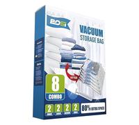 Vacuum Storage Bags - 8 Pack (Small, Medium, Large, Jumbo) - Space Saver Bags for Clothes, Bedding & Duvets - Airtight, Reusable, Heavy Duty Vacuum Seal Bags with Hand Pump