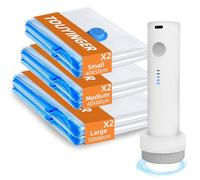 Vacuum Storage Bags for Clothes, 6 Pack Travel Vacuum Bags with Wireless Pump, Reusable Space Saver Bags for for Travel and Home