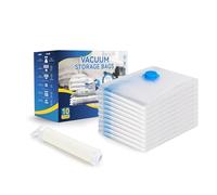 Vacuum Storage Bags for Clothes, Bedding, Duvets and Blankets, Heavy-Duty Space Saver Compression Bags with Airtight Double-Zip Seal, Leak-Proof Reusable Design, Hand Pump Included (10 Jumbo-100x70cm)