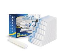 Vacuum Storage Bags for Clothes, Bedding, Duvets and Blankets - Heavy-Duty Space Saver Compression Bags with Airtight Double-Zip Seal, Leak-Proof Reusable Design, Hand Pump Included (20 Mix)