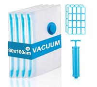 Vacuum Storage Bags Jumbo,Vacuum Pack Bags for Clothes Large 80x100cm,4Pcs Suction Storage Bagg,Extra Large Moving Sealer Reusable for Clothes Pillow Comforters Bedding, Pack of 4