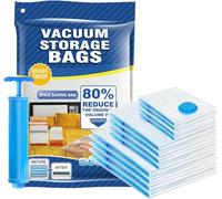 Vacuum Storage Bags Pack of 17 - Re-usable Travel with Hand Pump for Clothes Comforters Blankets Space Saver Sealer