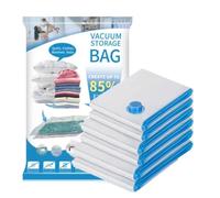 Vacuum Storage Bags Pack of 6 (2 Medium, 2 Large, 2 Jumbo) Reusable Space Saving Bags Saving Upto 85% Vacuum Compression Zipper Storage Bags with Airtight Valve Work with Vacuum Cleaner & Hand Pump