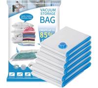 Vacuum Storage Bags Pack of 6 (2 Medium, 2 Large, 2 Jumbo) - Space-Saving Compression Bags with Airtight Seal - Reusable Zipper Bags for Clothes, Duvets, Bedding - Compatible with Vacuum Cleaner