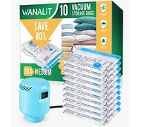 Vacuum Storage Bags with Electric Pump, 10 Pack Medium Size（28"x 18"） Reusable Compression Space Saving Bag for Clothes, Bedding, Mattress, Blankets, Pillows, Comforters, Travel