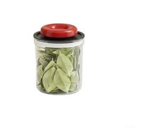 Vacuum storage container for grains and cereals with press-type sealing mechanism, providing freshness lock, leak-proof security, and smooth pouring (Red - 1000ml)