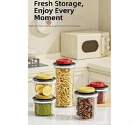 Vacuum storage container for grains and cereals with press-type sealing mechanism, providing freshness lock, leak-proof security, and smooth pouring (Yellow - 1000ml)