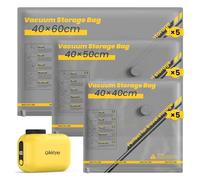 Vacuum Storage Pack Bags for Clothes with Pump Cordless, Sealer Compression Bags Saving 80% Space, Suitable for Travel Suitcase & Home Storage, 15 Pack (5 * 40x40cm, 5 * 40x50cm, 5 * 40x60cm)