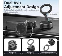 Vacuum Suction Cup Car Phone Mount, Magnetic Adsorption, for UNIVERSAL Compatibility for All Smartphones, Compact Foldable Design, Black