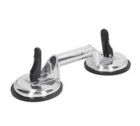 Vacuum Suction Glass Lifter, No Deformation 80KG Silver Black Single Stroke Pump Glass Suction Cup Lifting Mover for Ceramic (2 Jaw)