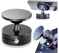 Vacuum Suction Magnetic Phone Holder, 360° Adjustable Car Phone Mount, Universal Double-Sided Magnetic Bracket for Smartphones in Vehicles/Gym/Shower/Mirror (Black)