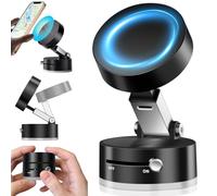 Vacuum Suction Magnetic Phone Mount,Double Sided Magnetic Suction Cup Phone Mount for Car/Mirror/Smooth Surface Foldable and Retractable Universal Cell Phone Holder Stand Mount for All Phones Black
