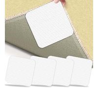 Vacuum Tech Rug Pads Grippers, 4 Pcs Anti Slip Mat for Laminate Floor, Washable and Reusable Carpet Grippers Anti Curling Rug Pad Non Slip, Keep Your Rug in Place 10 x 10 CM, White