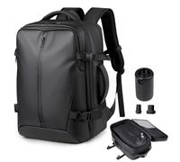 Vacuum Travel Backpack with Pump, 45x36x20cm Travel Backpack Cabin Size, 35L-55L Expandable Carry On Bag, Large Air Compression Checked Bag for Men Women - Black