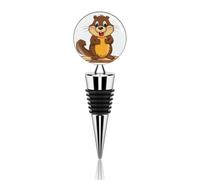 Vacuum Wine Stoppers Stainless Steel Cartoon Beaver Wine Bottle Stopper with Silicone Seal Reusable Wines Saver Pump Stoppers, Beverage Bottle Stopper, For Party Home Bar Wedding