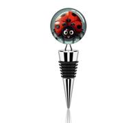 Vacuum Wine Stoppers Stainless Steel Cartoon Ladybug Wine Bottle Stopper with Silicone Seal Reusable Wines Saver Pump Stoppers, Beverage Bottle Stopper, For Party Home Bar Wedding