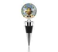 Vacuum Wine Stoppers Stainless Steel Cute Cartoon Bee Wine Bottle Stopper with Silicone Seal Reusable Wines Saver Pump Stoppers, Beverage Bottle Stopper, For Party Home Bar Wedding