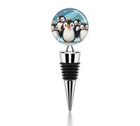 Vacuum Wine Stoppers Stainless Steel Cute Penguins Wine Bottle Stopper with Silicone Seal Reusable Wines Saver Pump Stoppers, Beverage Bottle Stopper, For Party Home Bar Wedding