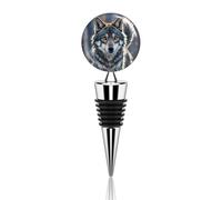 Vacuum Wine Stoppers Stainless Steel Cute Wolf Wine Bottle Stopper with Silicone Seal Reusable Wines Saver Pump Stoppers, Beverage Bottle Stopper, For Party Home Bar Wedding