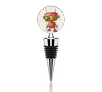 Vacuum Wine Stoppers Stainless Steel Funny Red Robot Wine Bottle Stopper with Silicone Seal Reusable Wines Saver Pump Stoppers, Beverage Bottle Stopper, For Party Home Bar Wedding