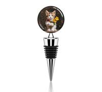 Vacuum Wine Stoppers Stainless Steel Kitten Hugging A Flower Wine Bottle Stopper with Silicone Seal Reusable Wines Saver Pump Stoppers, Beverage Bottle Stopper, For Party Home Bar Wedding