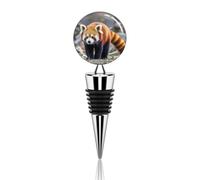 Vacuum Wine Stoppers Stainless Steel Little Red Panda Wine Bottle Stopper with Silicone Seal Reusable Wines Saver Pump Stoppers, Beverage Bottle Stopper, For Party Home Bar Wedding