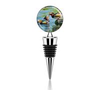 Vacuum Wine Stoppers Stainless Steel Mandarin Ducks Wine Bottle Stopper with Silicone Seal Reusable Wines Saver Pump Stoppers, Beverage Bottle Stopper, For Party Home Bar Wedding