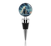 Vacuum Wine Stoppers Stainless Steel Polar Bears Northern Lights Wine Bottle Stopper with Silicone Seal Reusable Wines Saver Pump Stoppers, Beverage Bottle Stopper, For Party Home Bar Wedding