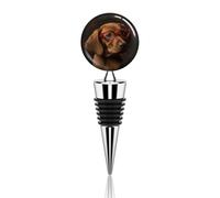 Vacuum Wine Stoppers Stainless Steel Puppy Wearing Glasses Wine Bottle Stopper with Silicone Seal Reusable Wines Saver Pump Stoppers, Beverage Bottle Stopper, For Party Home Bar Wedding