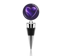 Vacuum Wine Stoppers Stainless Steel Purple Love Wine Bottle Stopper with Silicone Seal Reusable Wines Saver Pump Stoppers, Beverage Bottle Stopper, For Party Home Bar Wedding