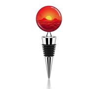 Vacuum Wine Stoppers Stainless Steel Red Sunrise Wine Bottle Stopper with Silicone Seal Reusable Wines Saver Pump Stoppers, Beverage Bottle Stopper, For Party Home Bar Wedding