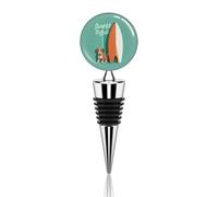 Vacuum Wine Stoppers Stainless Steel Surfboard And Puppy Wine Bottle Stopper with Silicone Seal Reusable Wines Saver Pump Stoppers, Beverage Bottle Stopper, For Party Home Bar Wedding