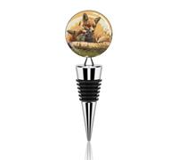 Vacuum Wine Stoppers Stainless Steel Two Fox Animal Wine Bottle Stopper with Silicone Seal Reusable Wines Saver Pump Stoppers, Beverage Bottle Stopper, For Party Home Bar Wedding