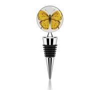 Vacuum Wine Stoppers Stainless Steel Yellow Butterfly Wine Bottle Stopper with Silicone Seal Reusable Wines Saver Pump Stoppers, Beverage Bottle Stopper, For Party Home Bar Wedding