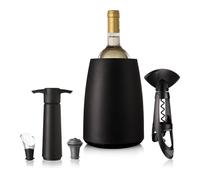 VacuVin Wine Elegant Set: Black Wine Bucket + Twister + Drip Stop + Black Pump + Grey Stopper