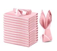 VACVELT 12 Pack Blush Pink Satin Napkins 12x12 Inch for Wedding, Scalloped Elegant Square Table Decor, Silky Cloth for Restaurant Banquet Graduation Party
